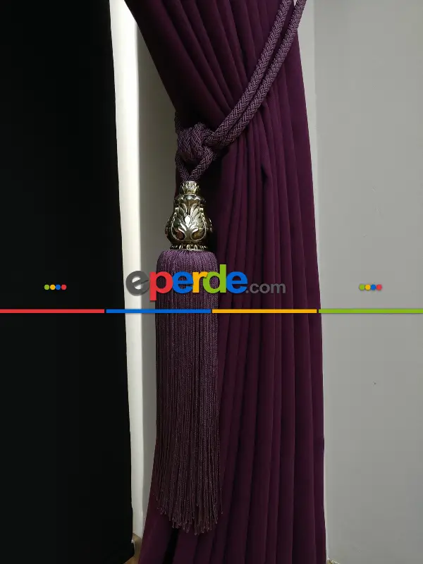 Düz Renk Dökümlü Fon Perde (150)- Mor