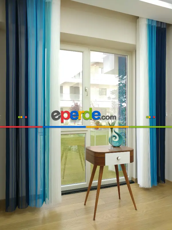 Salon - 1. Kalite Çizgili Tül Dikey Zebra Perde - Ft-33 Parlament , Ft-31 Okyanus , Ft-26 Turkuaz , Ft-02 Ekru- Lacivert