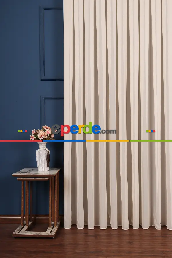 Krep Altın Düz Tül Perde