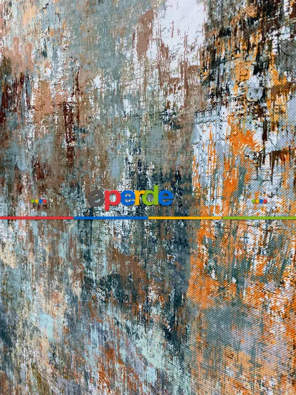 Patinedesenli Modern Desenli Fon Perde 3 - ( Kalın Pamuklu Kumaş)- Siyah-mavi-füme-ekru-hardal Sarısı-turkuaz Yeşili Ara Renk