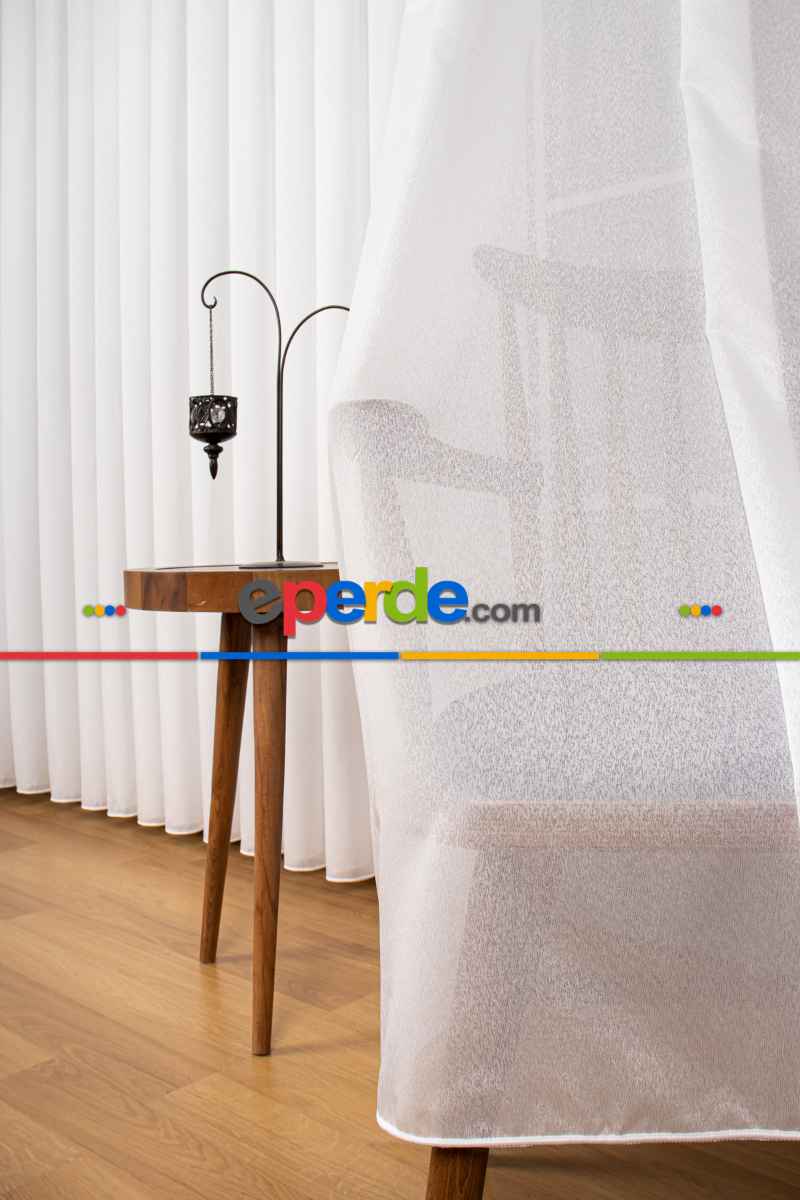 Buzlu Zemin Düz Tül- Ekru - Kurşunlu Tül