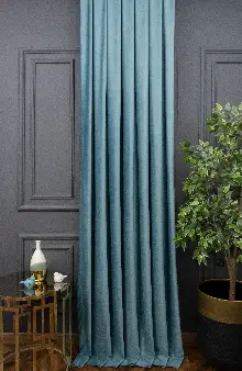 İthal Kadife Fon Perdelik Geniş Enli ( Turkuaz)