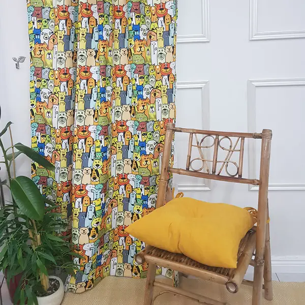 Hayvan Desenli Fon Perde K732 Kumaşı Kalındır Duck Bezi Değildir.- Yeşil-Mavi-Kahverengi-Sarı-Beyaz