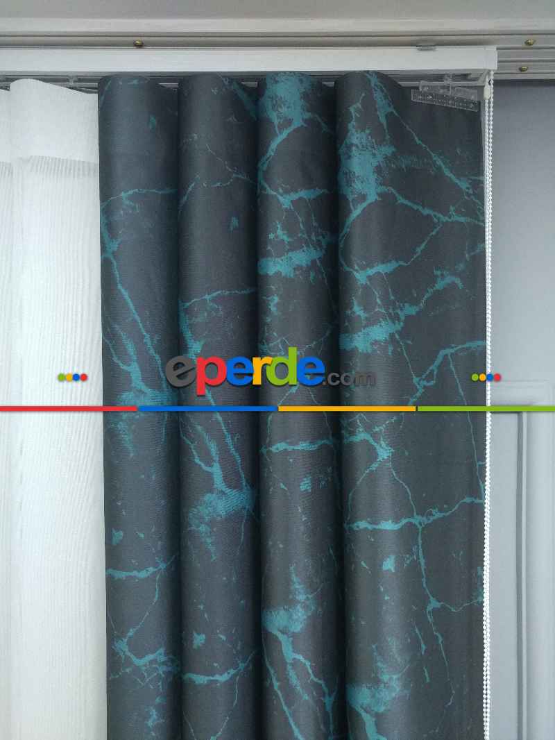 Lens Akıllı Dikey Tül Perde Mermer-21- Çok Renkli 2
