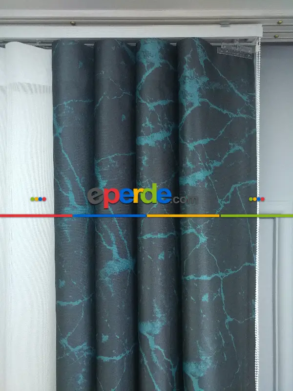 Lens Akıllı Dikey Tül Perde Mermer-21- Çok Renkli 2