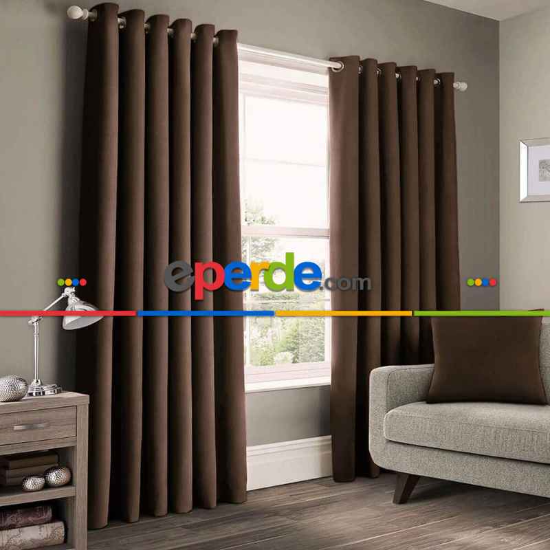 Oturma Odası -  Perde Kuşgözü Rustik Perde Halka Kuşgözü Boru İçin Perde