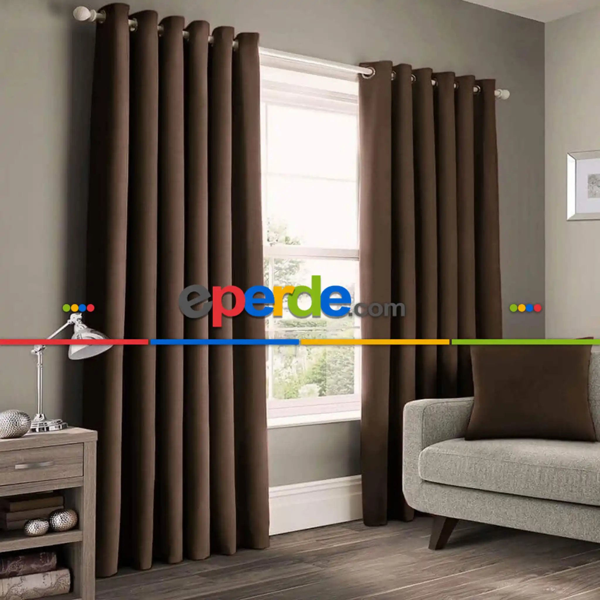 Yatak Odası - Perde Kuşgözü Rustik Perde Halka Kuşgözü Boru İçin Perde