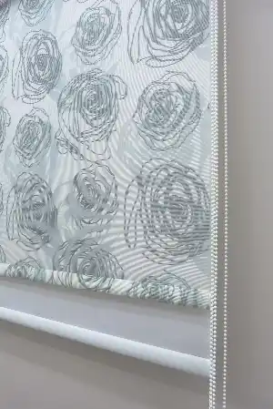 Güllü Desenli Çiftli Sistem Stor Perde- Gri-Füme-Antrasit-Füme