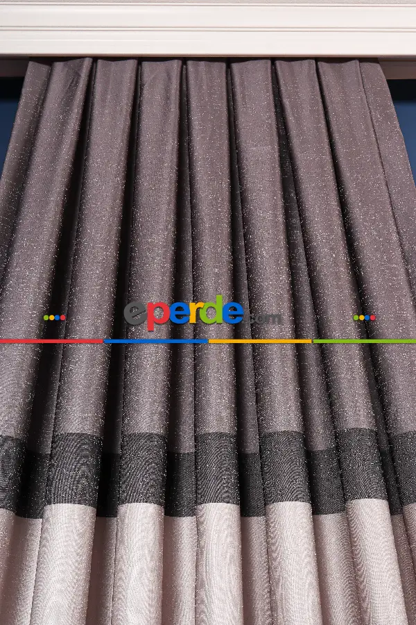 Salon - Yeni Sezon Pano Fon Perde - Gri Füme Antrasit - Krem - Siyah