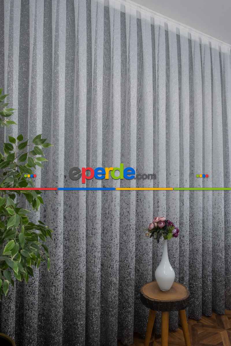 Genç Tasarım Püskürtme Yeni Moda Tül Gri - Füme - Antrasit