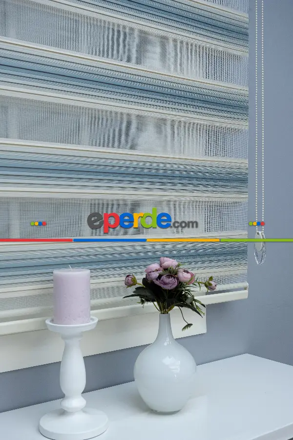 Zebra Perde Pileli Renk Geçişlili Turkuaz Zebra Perde- Turkuaz