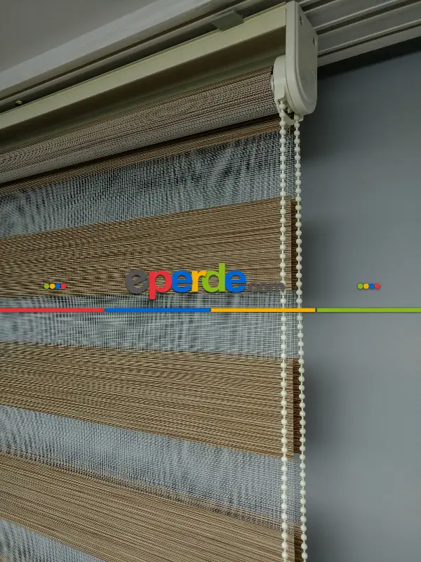 Salon Zebra Perde - 2021 Sezonu - Zebra Perde - Bambu Zebra Perde- Kahve Açık