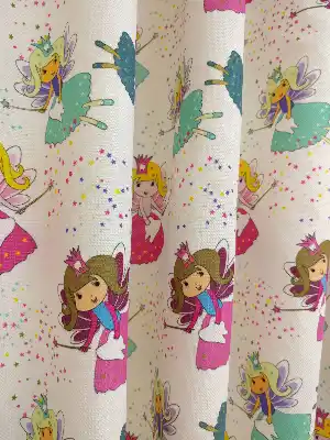 Kız Bebek & Çocuk Odası Sihirbaz Kız Fon Perde ( Kalın Pamuklu Kumaş)- Mavi-mor-pembe Koyu-mint-hardal Yeşili