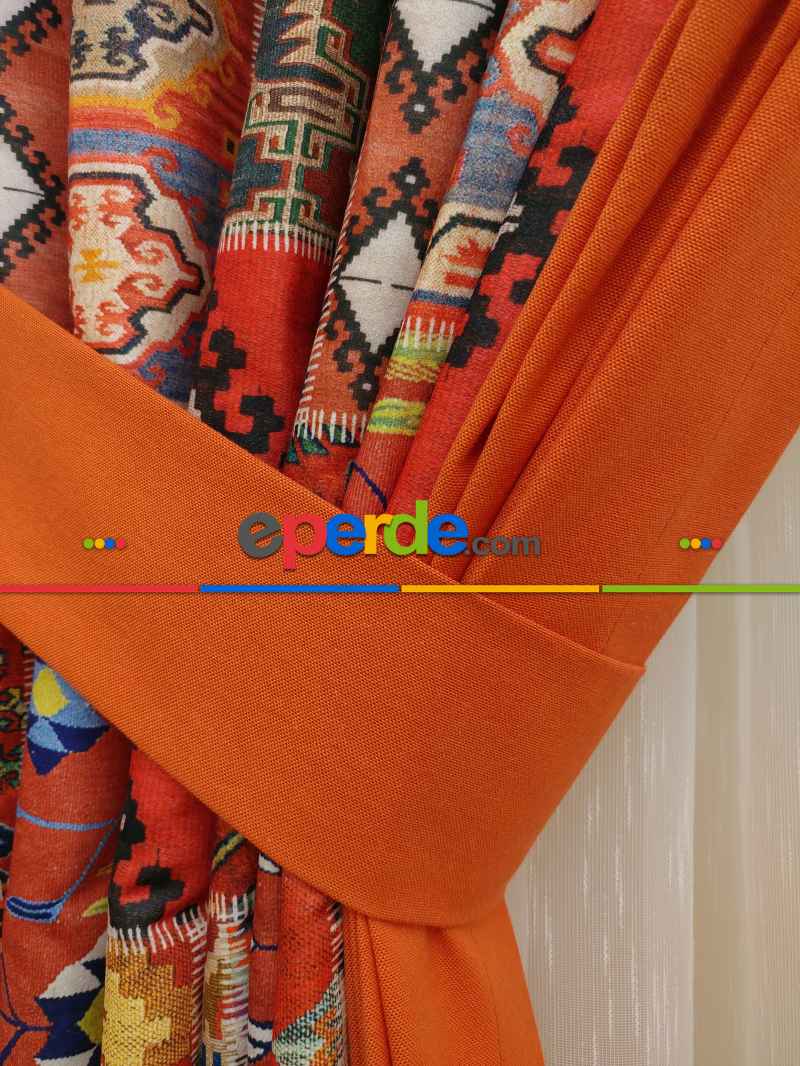 Kilim Desenli Mutfak Fon Perdesi-  Çok Renkli 3