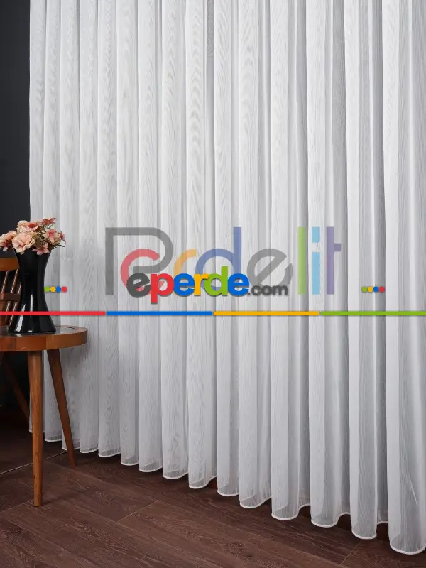 Her Eve Uyum Sağlayan Klasik Ekru Düz Tül Perde