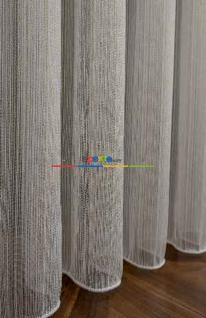 Hazır Ölçülü Çizgili Altın Gold Çelik Işıltılı Çizgili Tül Tasarım Perde