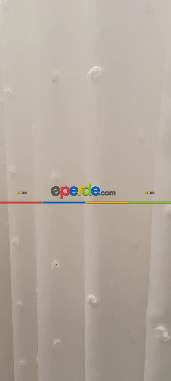 Salon - Yeni Nesil Ponpon Saçak Detaylı Tül Perdeler Ekru Renk