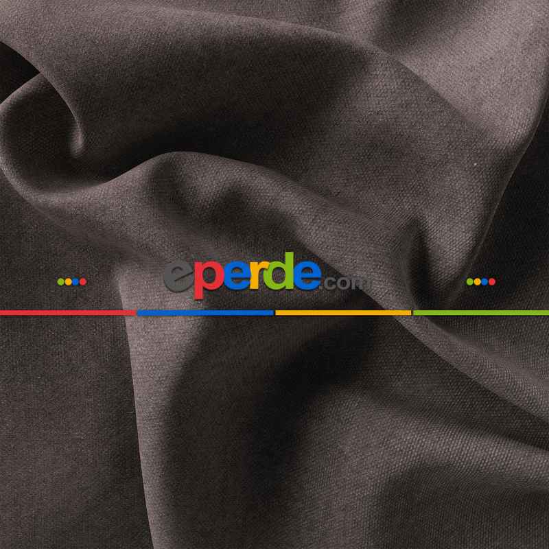 Kadife Dokulu Fon Perde Pilesiz Tek Kanat Acı Kahve