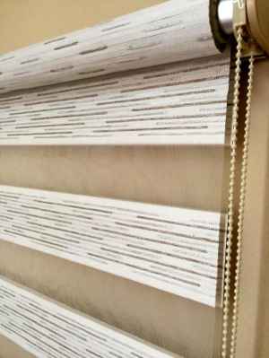 Kahverengi Lüks Zebra Perde- Ekru