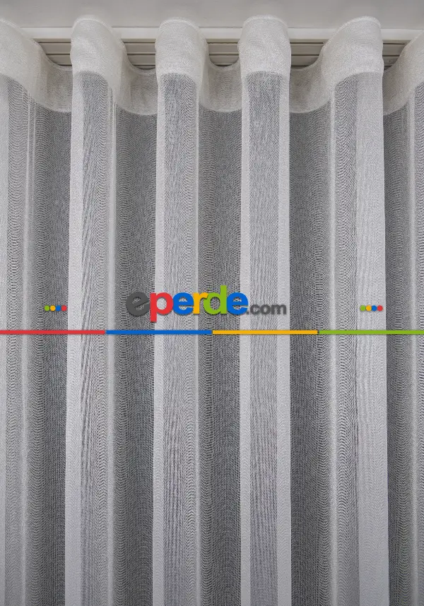 Gri Renk Monaliza Dökümlü Ütü İstemeyen Tül - İtinalı Dikiş Garantisi - Kurşunlu Tül - S Pile