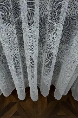 Fransız Dantel Tül Serpme Desenli - Ütü İstemez- Ekru