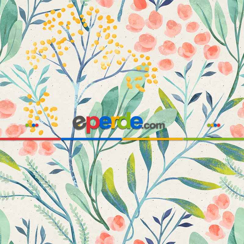 Mutfak Perdesi Kanat Fon Perde Çiçek Desenli- Yeşil