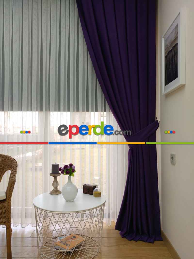 Soft Mor Fon Perde Geniş En (285)- Mor