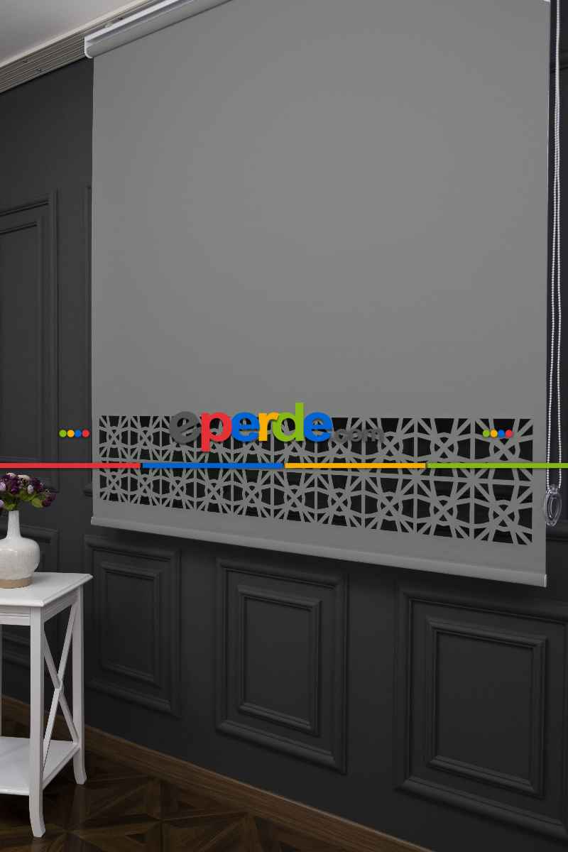 Açık Gri Renk Lazer Kesim Mat Stor Perde (ister Düz - İster Lazer Kesimli Satın Alın)