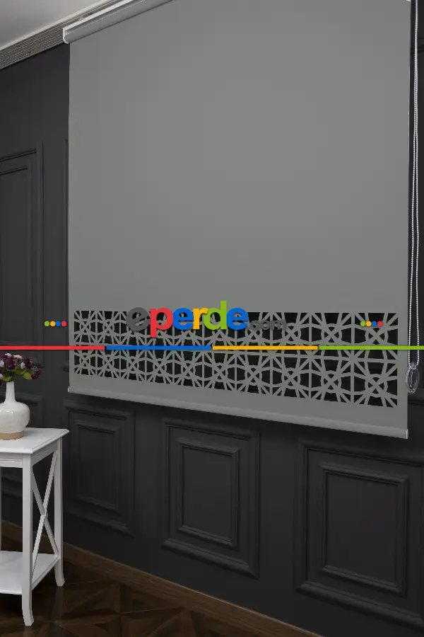 Salon Stor - Açık Gri Renk Lazer Kesim Mat Stor Perde (ister Düz - İster Lazer Kesimli Satın Alın)