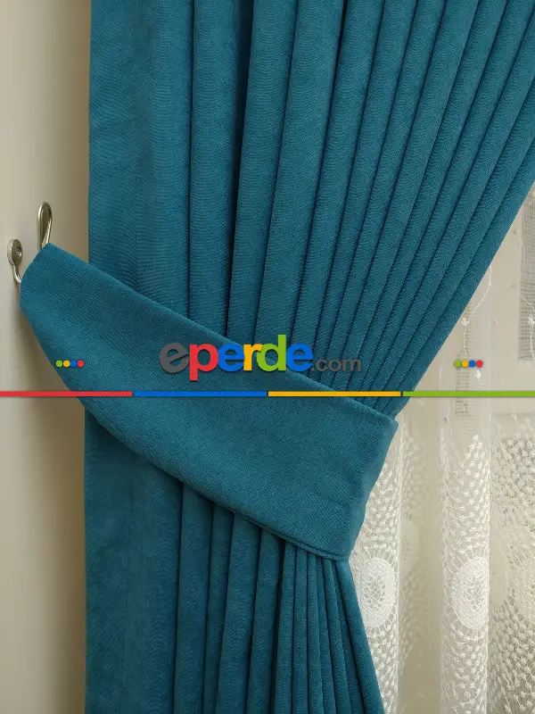 Petrol Rengi Düz Fon Perde (dökümlü Fon)- Petrol Mavisi