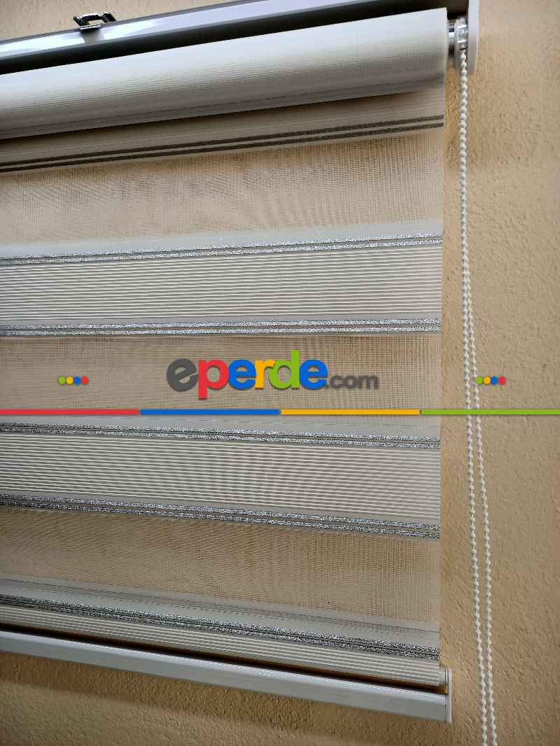 Mutfak - Zebra Mikro Pilise Gri Simli- Beyaz-gümüş Simli