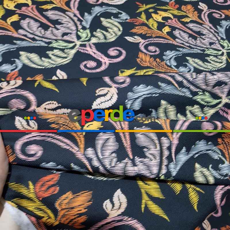 Etnik Desenli Fon Perde Evm203 Kumaşı Kalındır Duck Bezi Değildir-  Çok Renkli 3