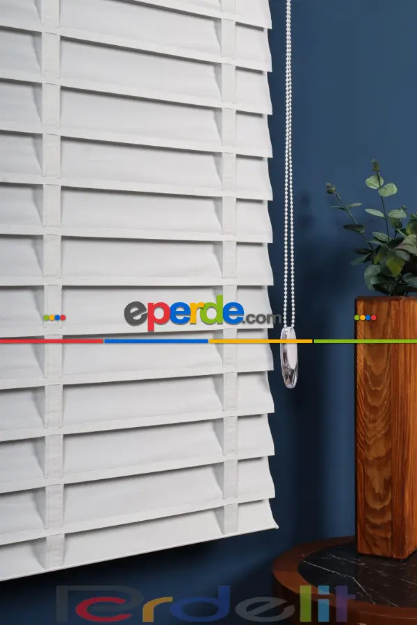 Perdelit Beyaz 50mm Silüet Kumaş Jaluzi Perde