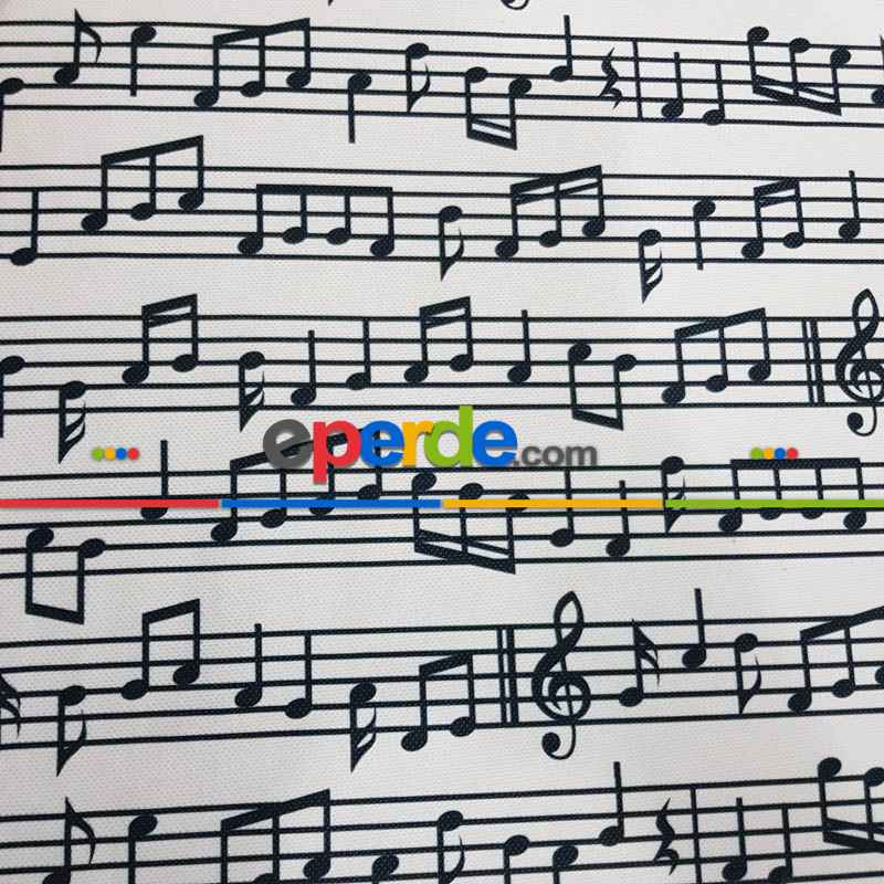 Nota Desenli Fon Perde Evm760 Kumaşı Kalındır Duck Bezi Değildir- Siyah-Beyaz