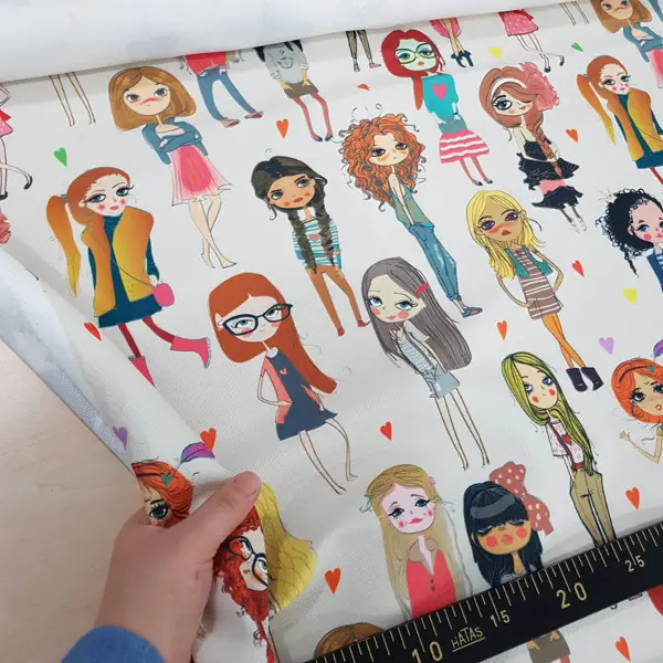 Popart Kız Desenli Fon Perde Evm1061 Kumaşı Kalındır Duck Bezi Değildir- Siyah-Beyaz-Pembe