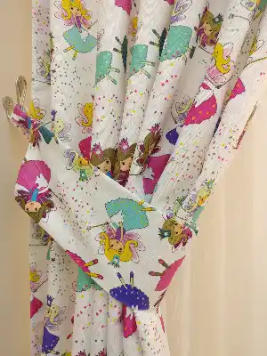 Kız Bebek & Çocuk Odası Sihirbaz Kız Fon Perde ( Kalın Pamuklu Kumaş)- Mavi-mor-pembe Koyu-mint-hardal Yeşili