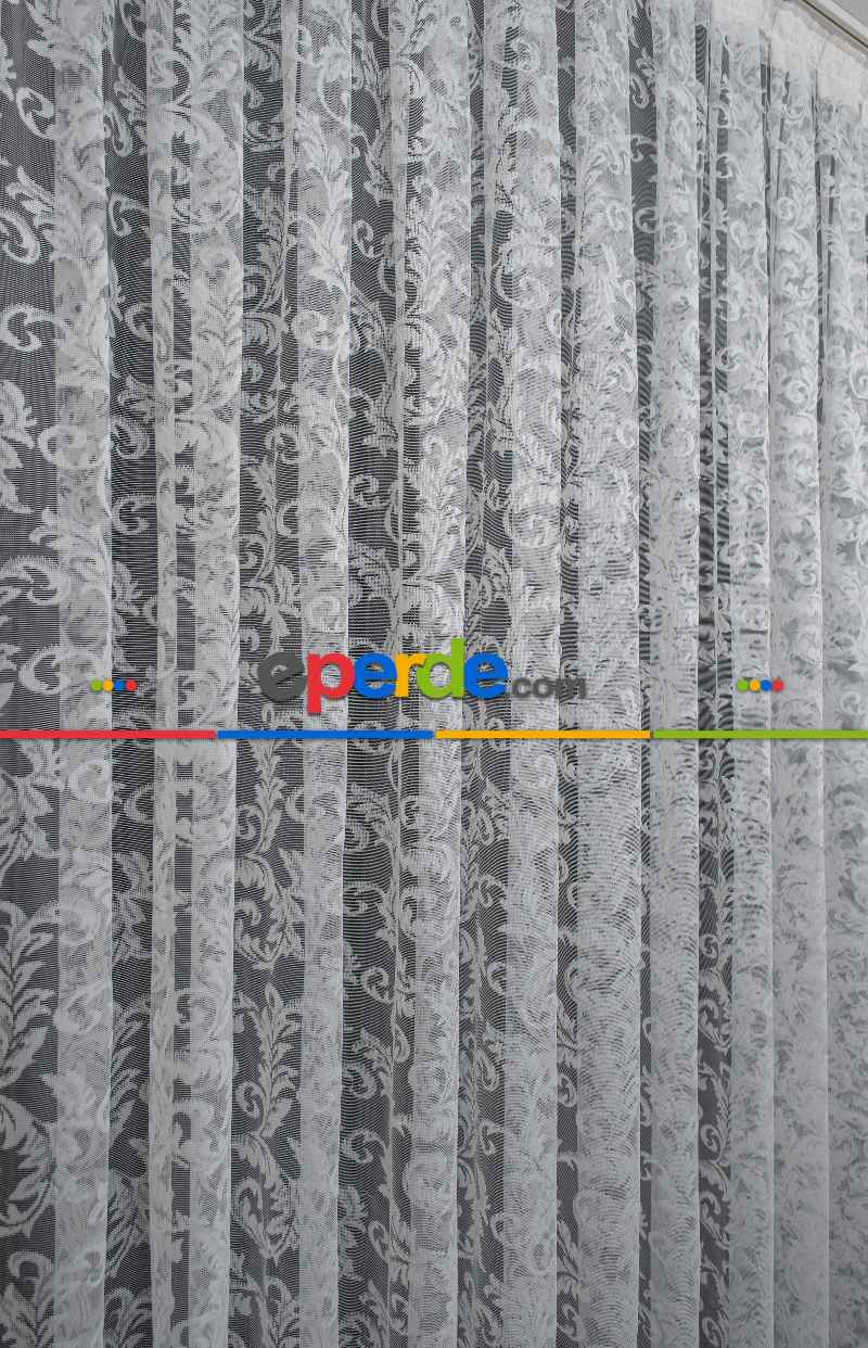 Sarmaşık Şal Desen Ekru Kırık Beyaz Renk Desen Tasarım Tül