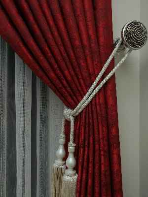 Patine Desenli Kırmızı Bordo Renk Jakar Desenli Fon Perde - Bordo