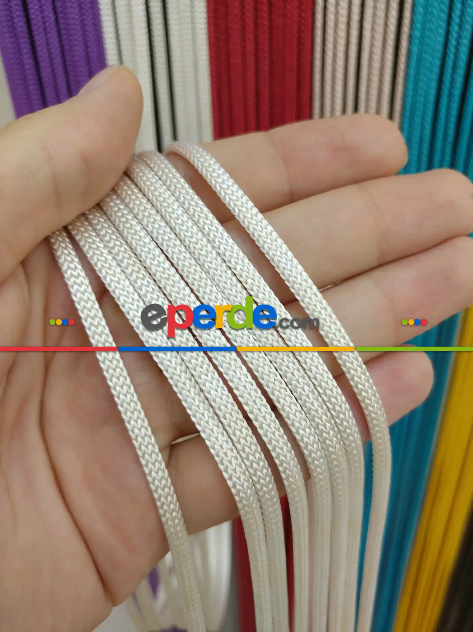 Krem Rengi İp Perde Jumbo Zincir Serisi- Krem