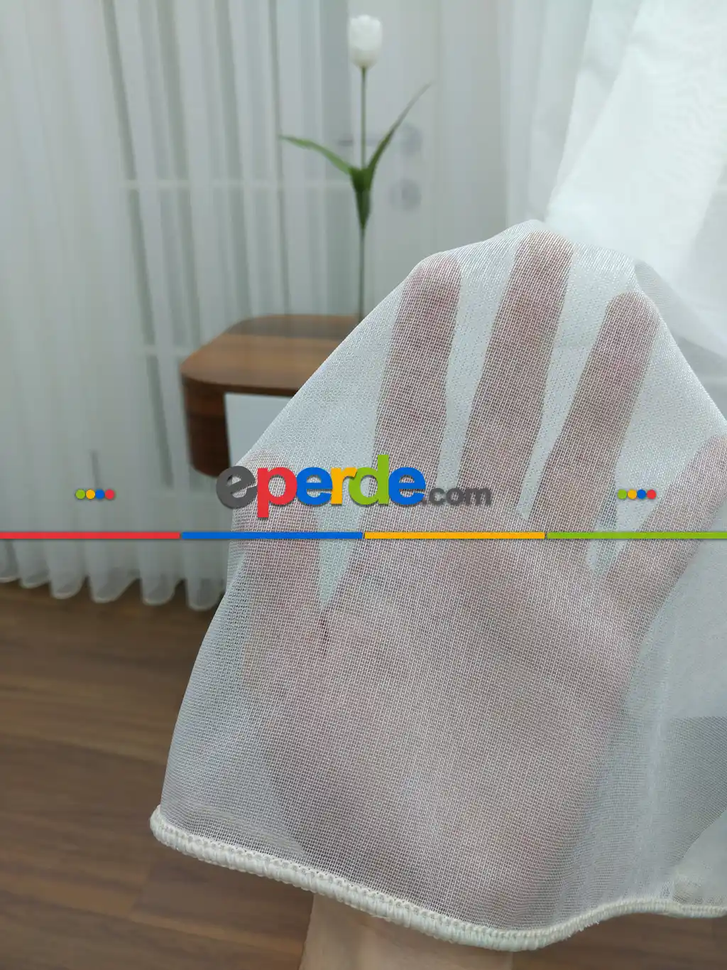 Perdeks Home Tül Perde 10 Lux Series- Ekru - Kurşunlu Tül
