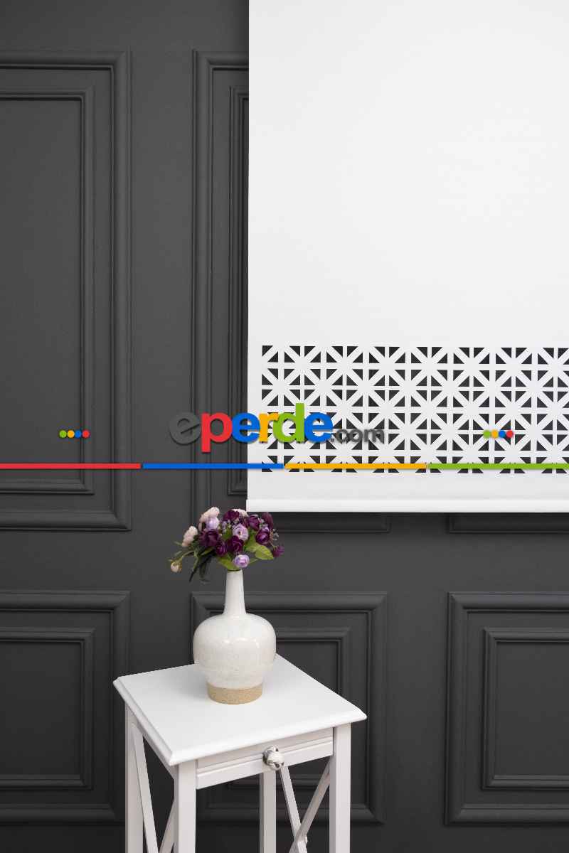 Ekru Renk Lazer Kesim Mat Stor Perde (ister Düz - İster Lazer Kesimli Satın Alın)