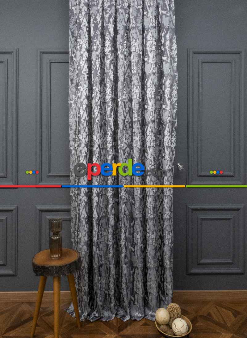 Jakar Dokuma Fon Perde Antrasit Gri