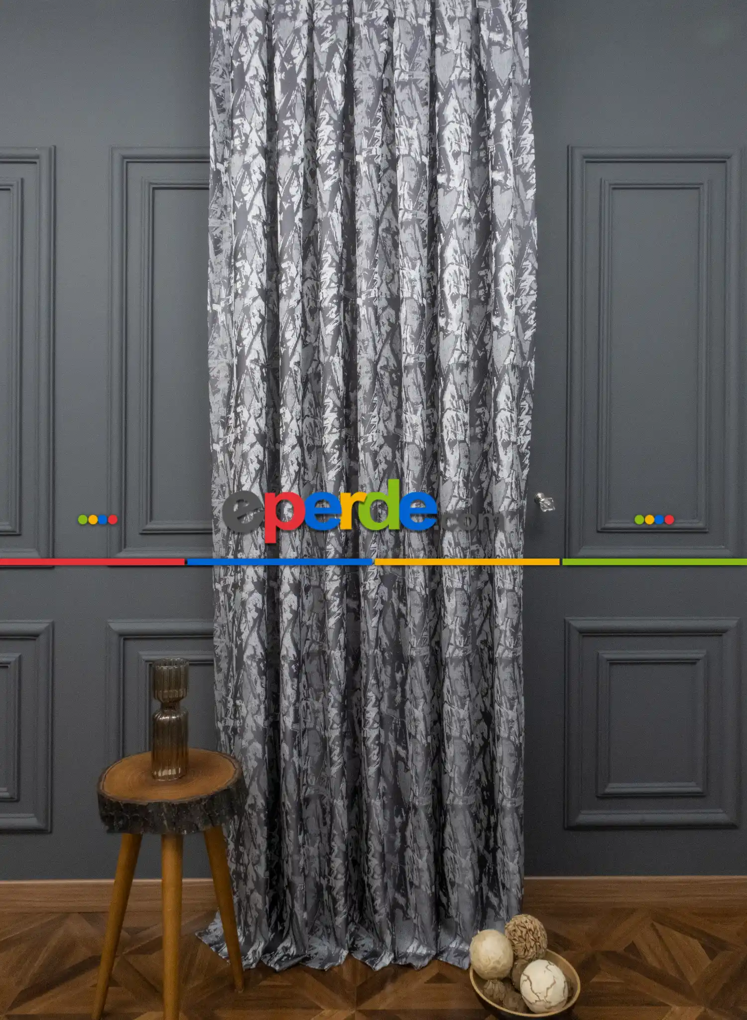 Jakar Dokuma Fon Perde Antrasit Gri