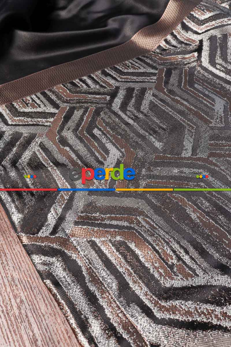 Salon Fon Perde - Lizbon Siyah-gold Pano Fon Perde