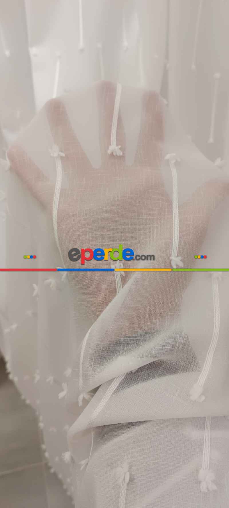 Yeni Nesil Ponpon Saçak Detaylı Tül Perdeler Ekru Renk