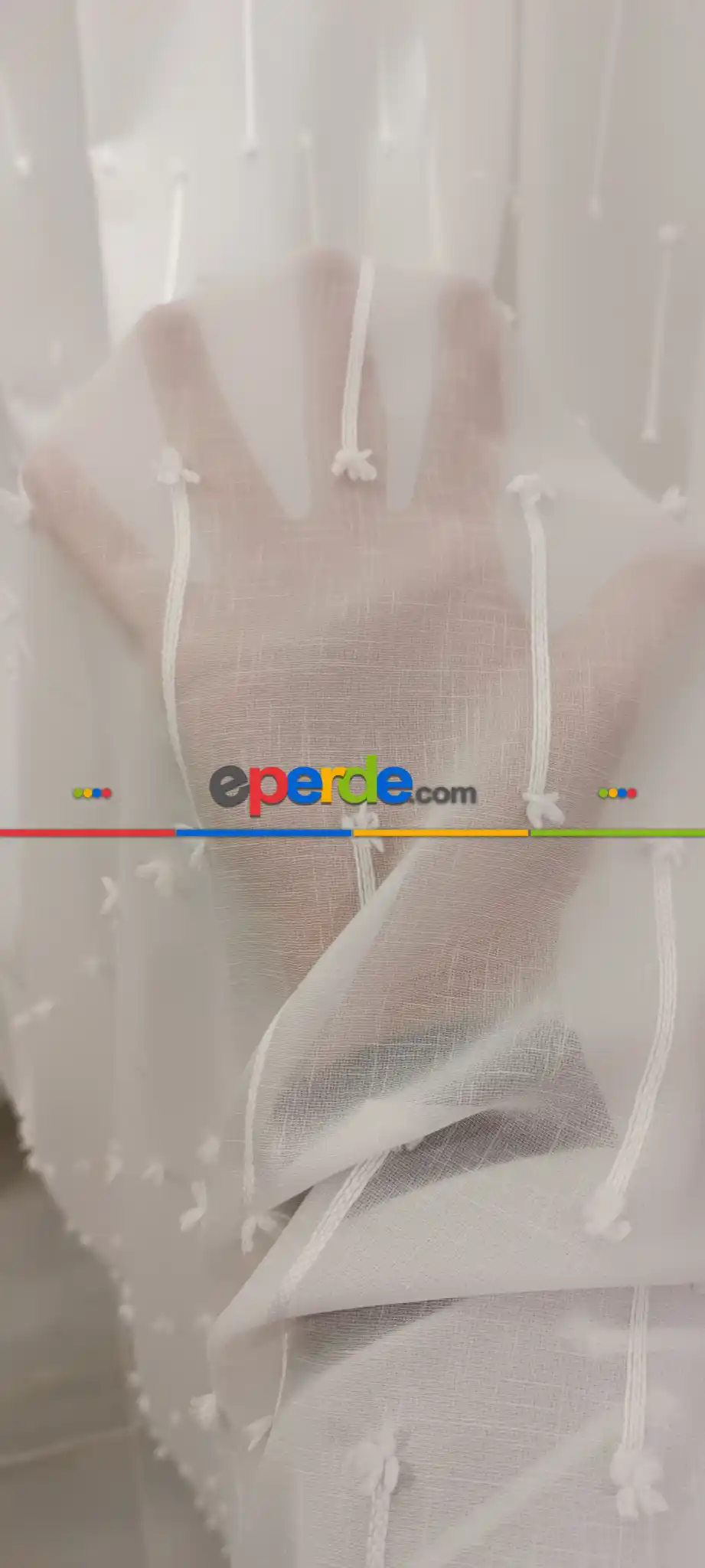 Yeni Nesil Ponpon Saçak Detaylı Tül Perdeler Ekru Renk