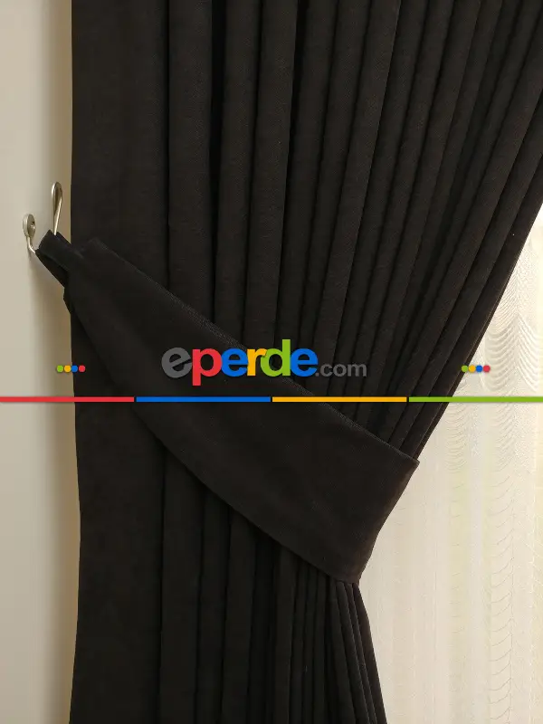 Salon Fon - Venge Kahve Düz Fon Perde (  Dökümlü Fon )- Kahve Venge