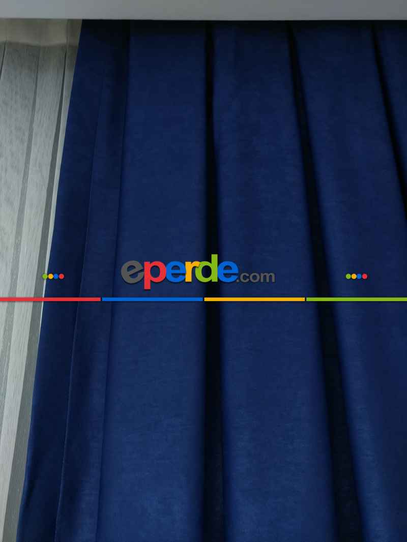 Soft Parlament Mavisi Fon Perde Geniş En (285)- Saks Mavi
