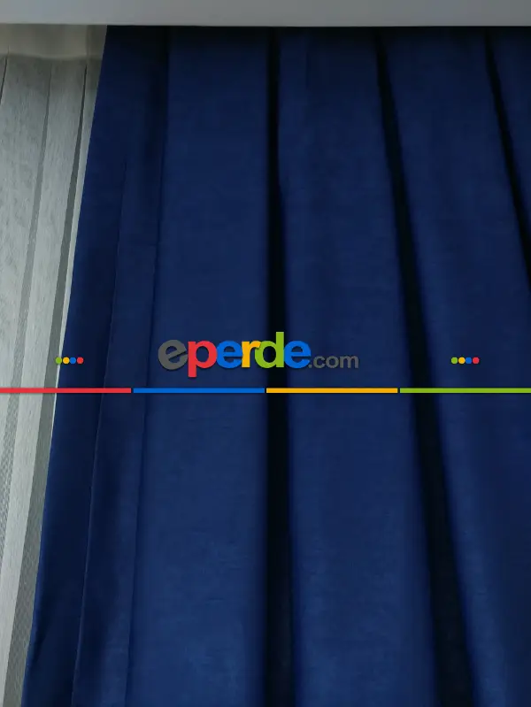 Soft Parlament Mavisi Fon Perde Geniş En (285)- Saks Mavi