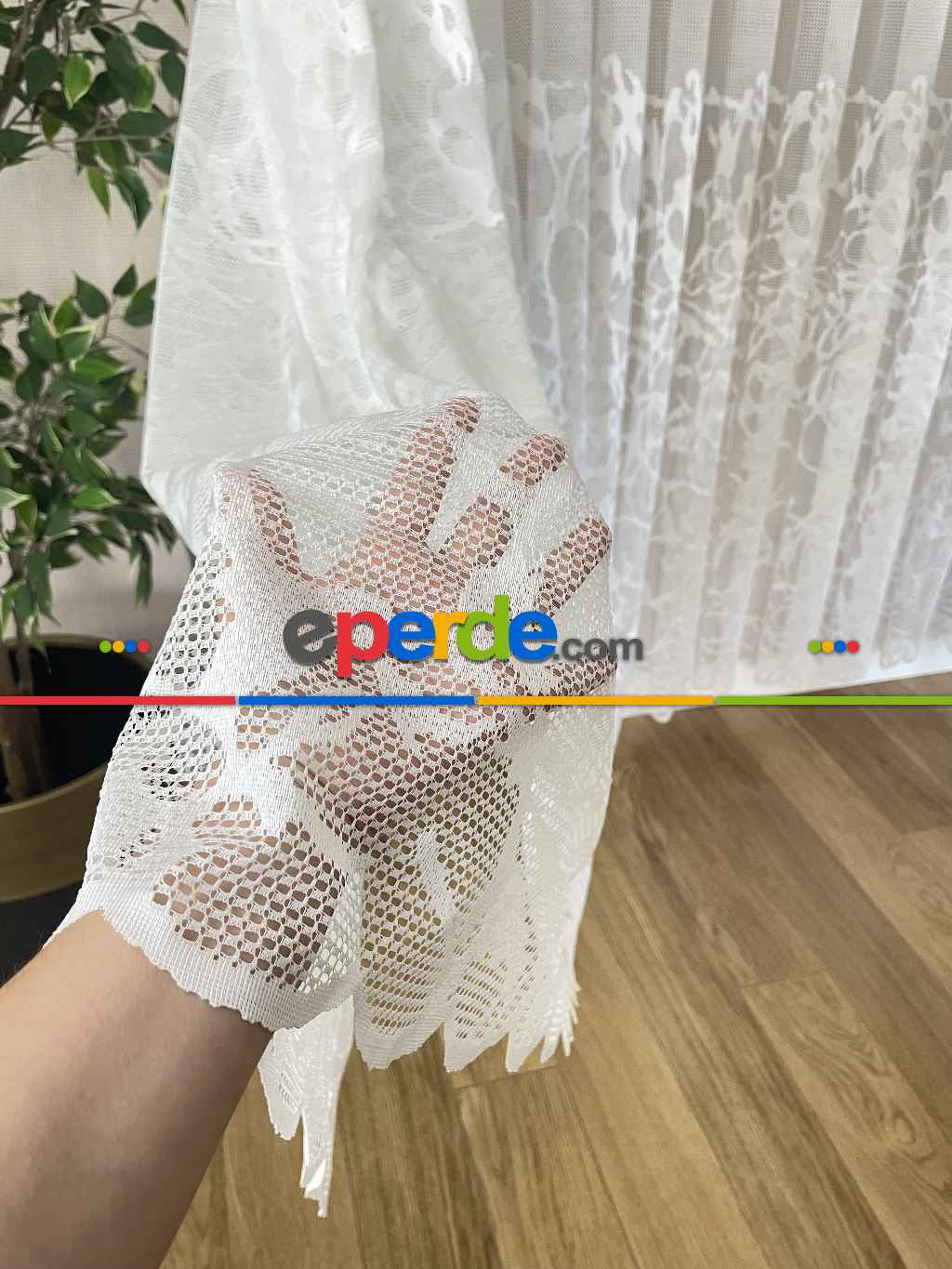 Hazır Ölçülü Fileli Örme Eteği Desenli Normal Pileli Tül Perde